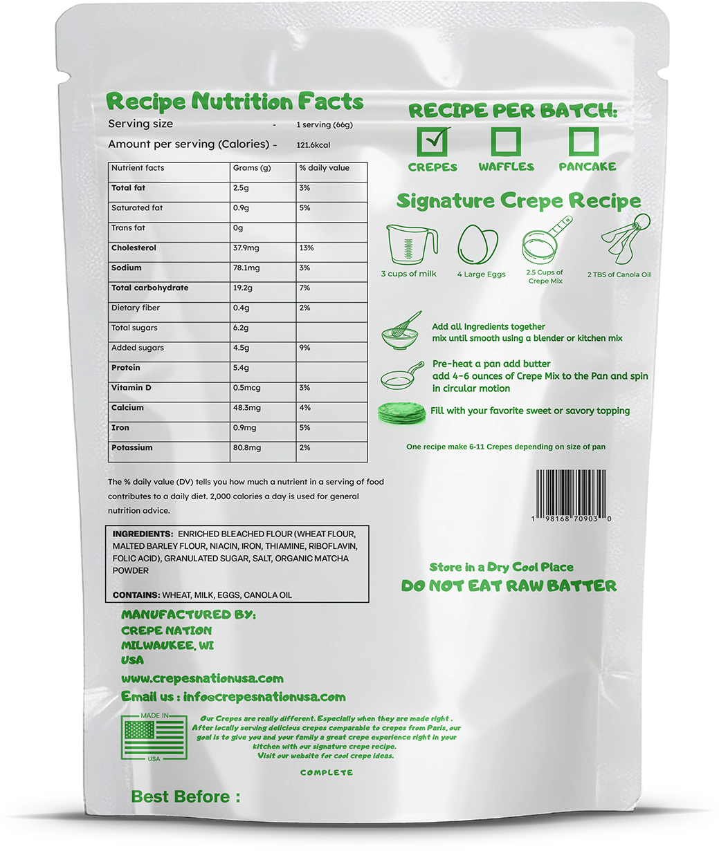 Organic Matcha Flavored Crepe Mix - Image 4